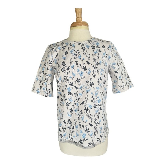 NWT Draper James Printed Denim Popover Top in Magnolia White Short Sleeve Top - Picture 3 of 8